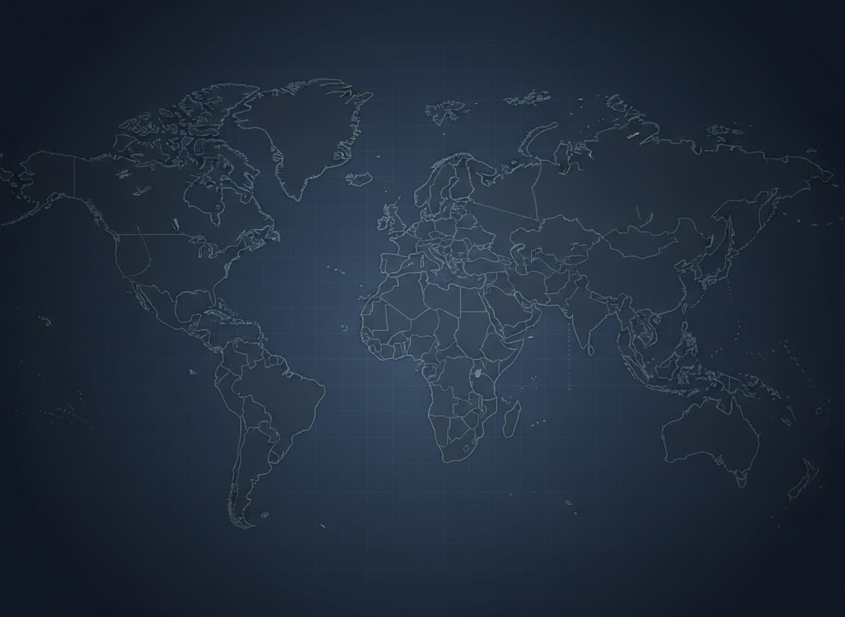 minimalist dark blue and charcoal world map pattern that matches a professional logistics and sourcing company website